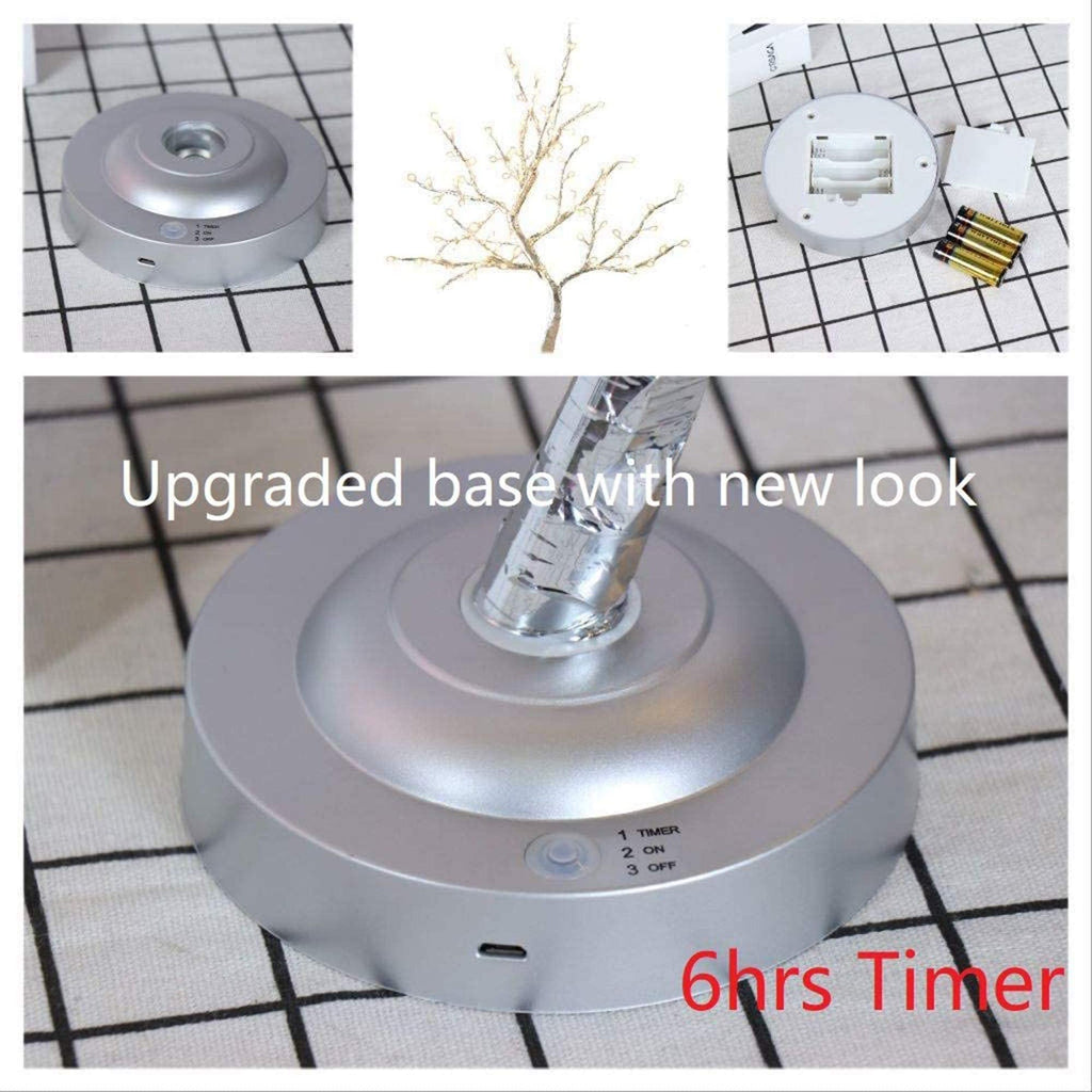 FuChsun Tabletop Bonsai Tree Light 108 LED Fairy Artificial Tree Lamp fot Room Party Home Centerpieces Decoration, Battery/USB Operated (Galaxy Glow Silver Branch)