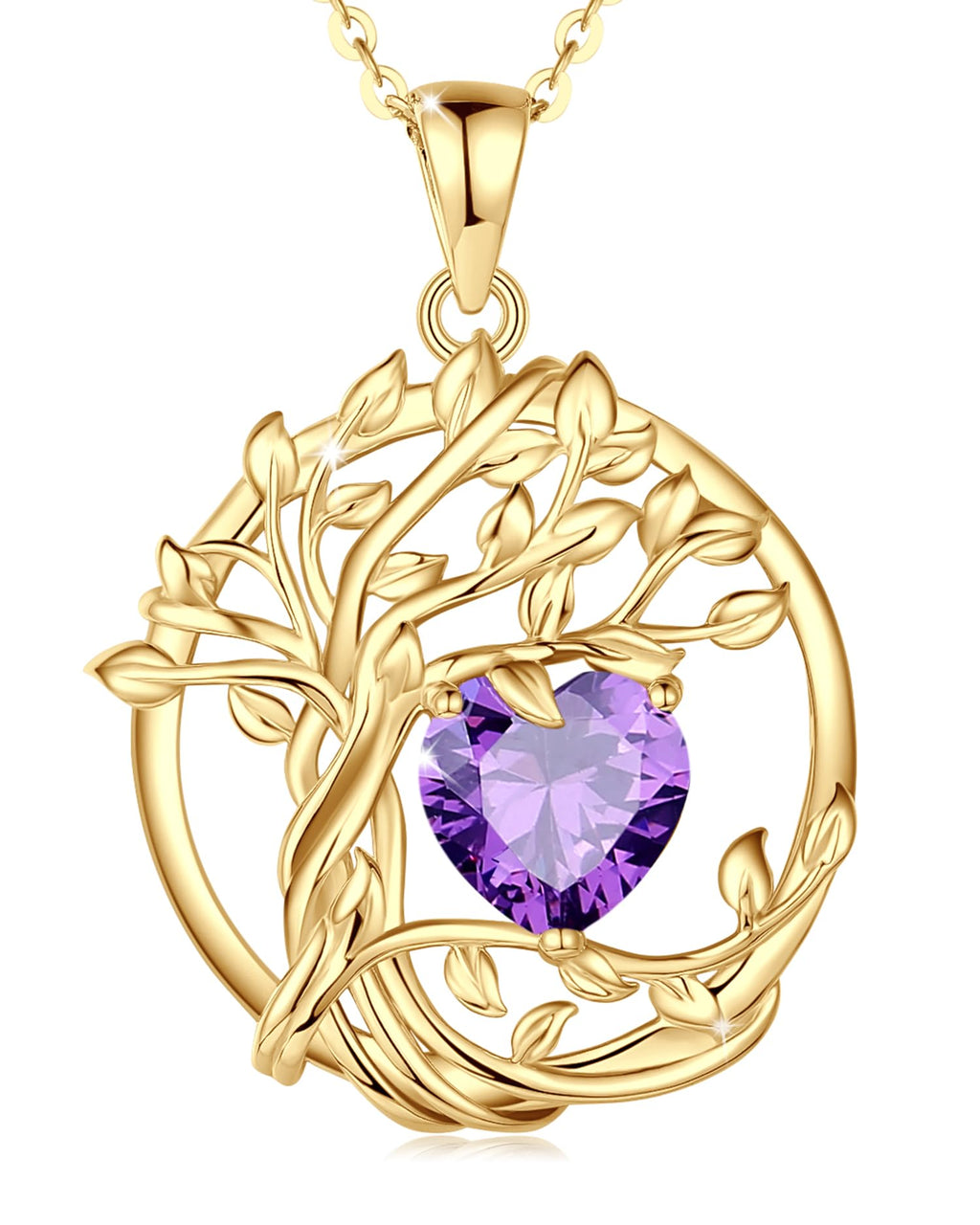 FANCIME Tree of life Birthstone necklace Sterling Silver Pendant Birthstone Necklace Gemstone Anniversary Birthday Jewelry Mothers Day Gifts for Mom Her Wife