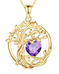 FANCIME Tree of life Birthstone necklace Sterling Silver Pendant Birthstone Necklace Gemstone Anniversary Birthday Jewelry Mothers Day Gifts for Mom Her Wife