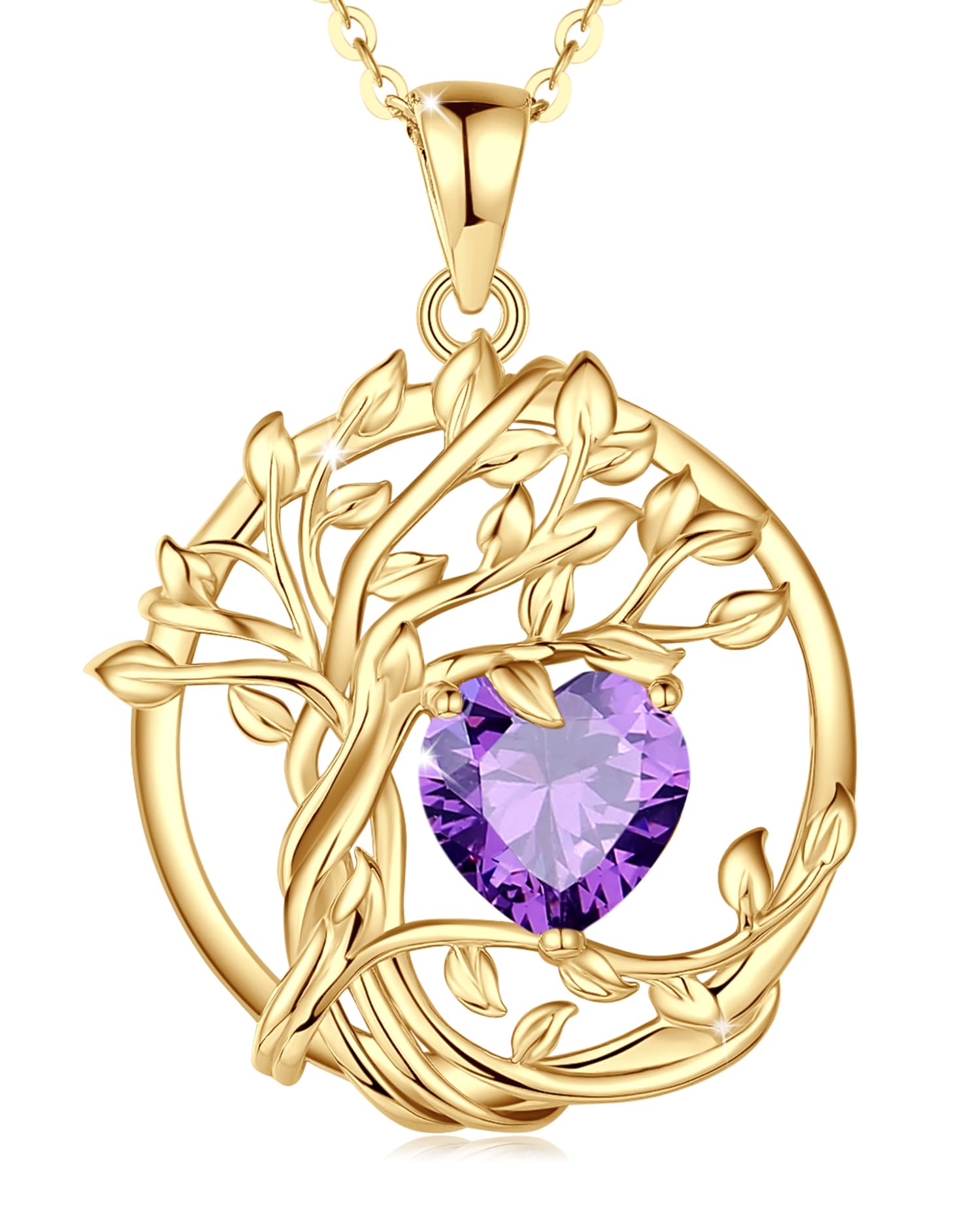 FANCIME Tree of life Birthstone necklace Sterling Silver Pendant Birthstone Necklace Gemstone Anniversary Birthday Jewelry Mothers Day Gifts for Mom Her Wife