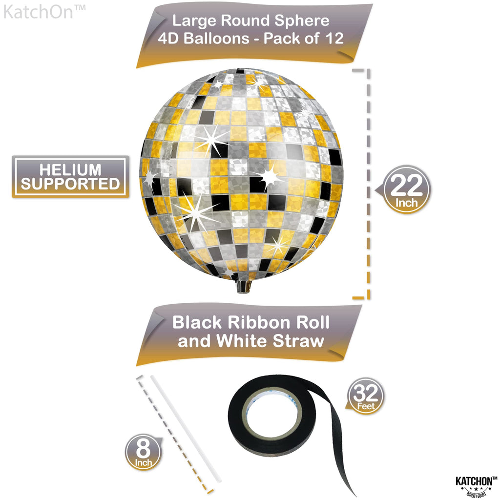 KatchOn, Large Gold Foil Balloons - 22 Inch, Pack of 12 | Gold Balloons for Graduation Decorations 2026 | Mylar Balloons for Anniversary, Wedding, Golden Birthday Party Decorations