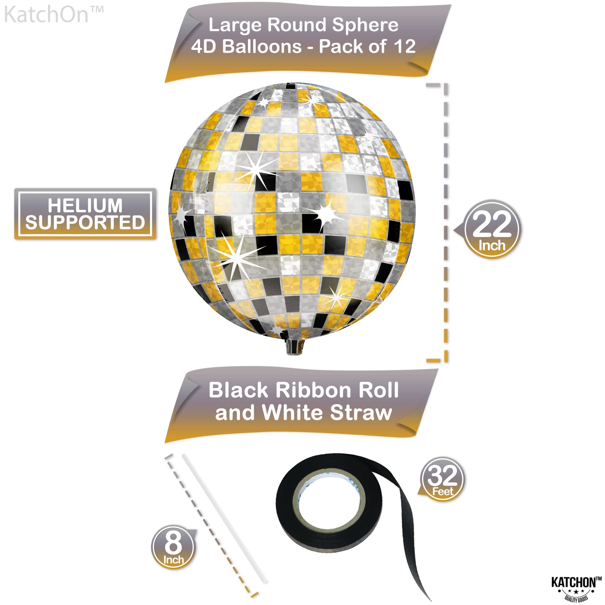 KatchOn, Large Gold Foil Balloons - 22 Inch, Pack of 12 | Gold Balloons for Graduation Decorations 2026 | Mylar Balloons for Anniversary, Wedding, Golden Birthday Party Decorations