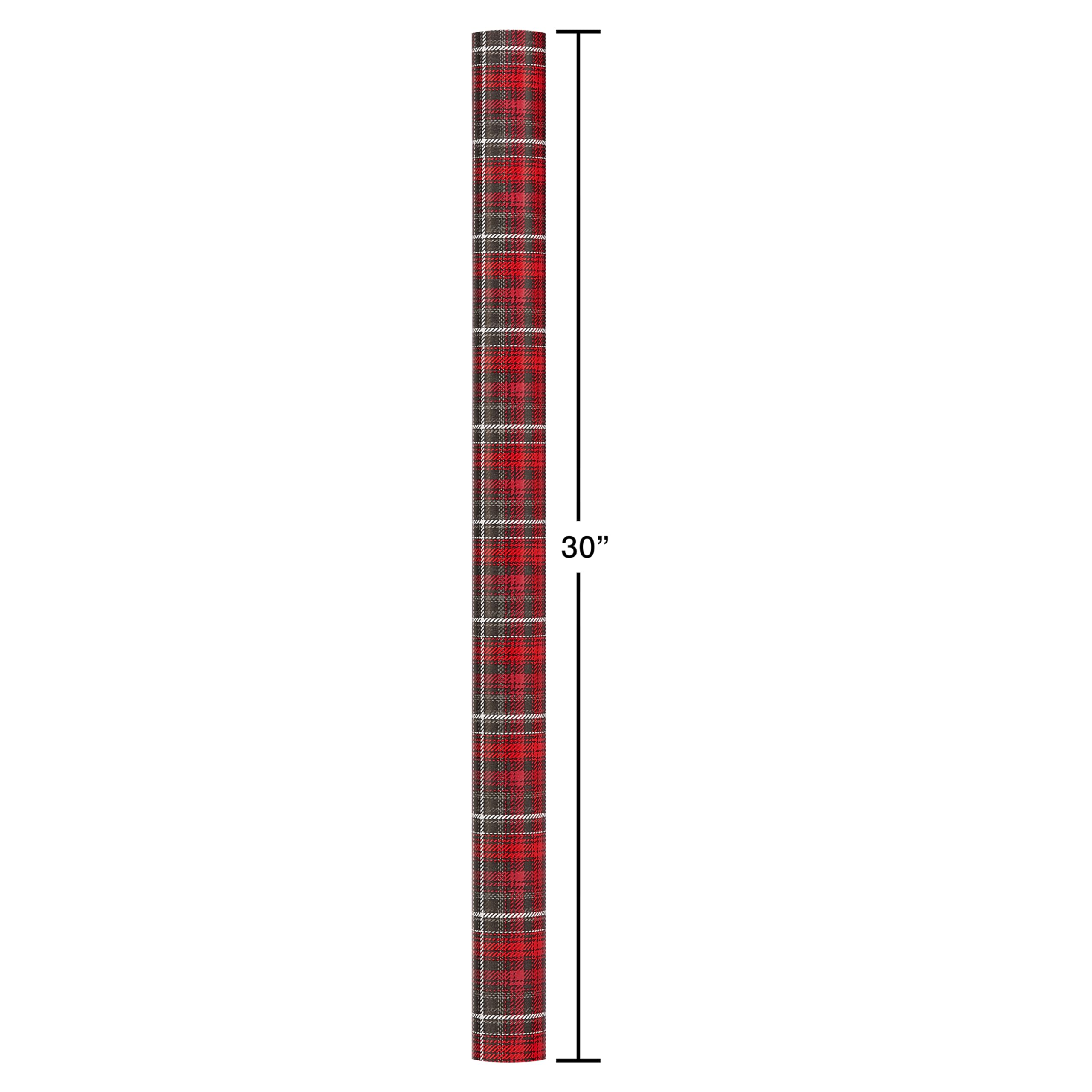 American Greetings Christmas Wrapping Paper, Red and Black Buffalo Plaid Holiday Gift Wrap Set (120 sq.ft., 4 rolls-30 in. x 12 ft., 7 Adhesive Bows, 30 Gift Tag Stickers) Rustic, Snowflakes, Reindeer