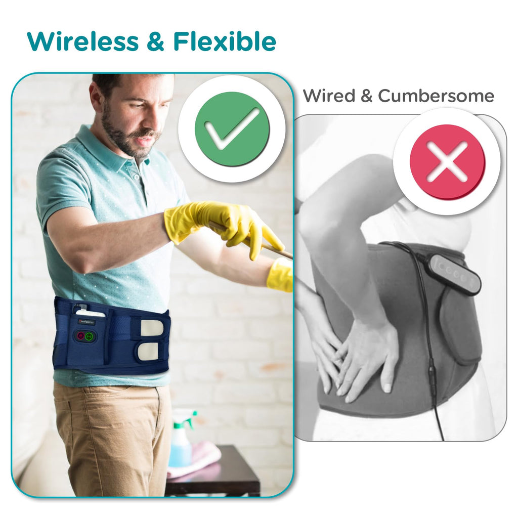 Comfytemp Cordless Heating Pad with Massager for Back, Fathers Day Dad Gifts for Men, FSA Eligible HSA Portable Lower Back Massager Rechargeable Wireless Electric, Women Mom Seniors 3 Heat 30mins Off