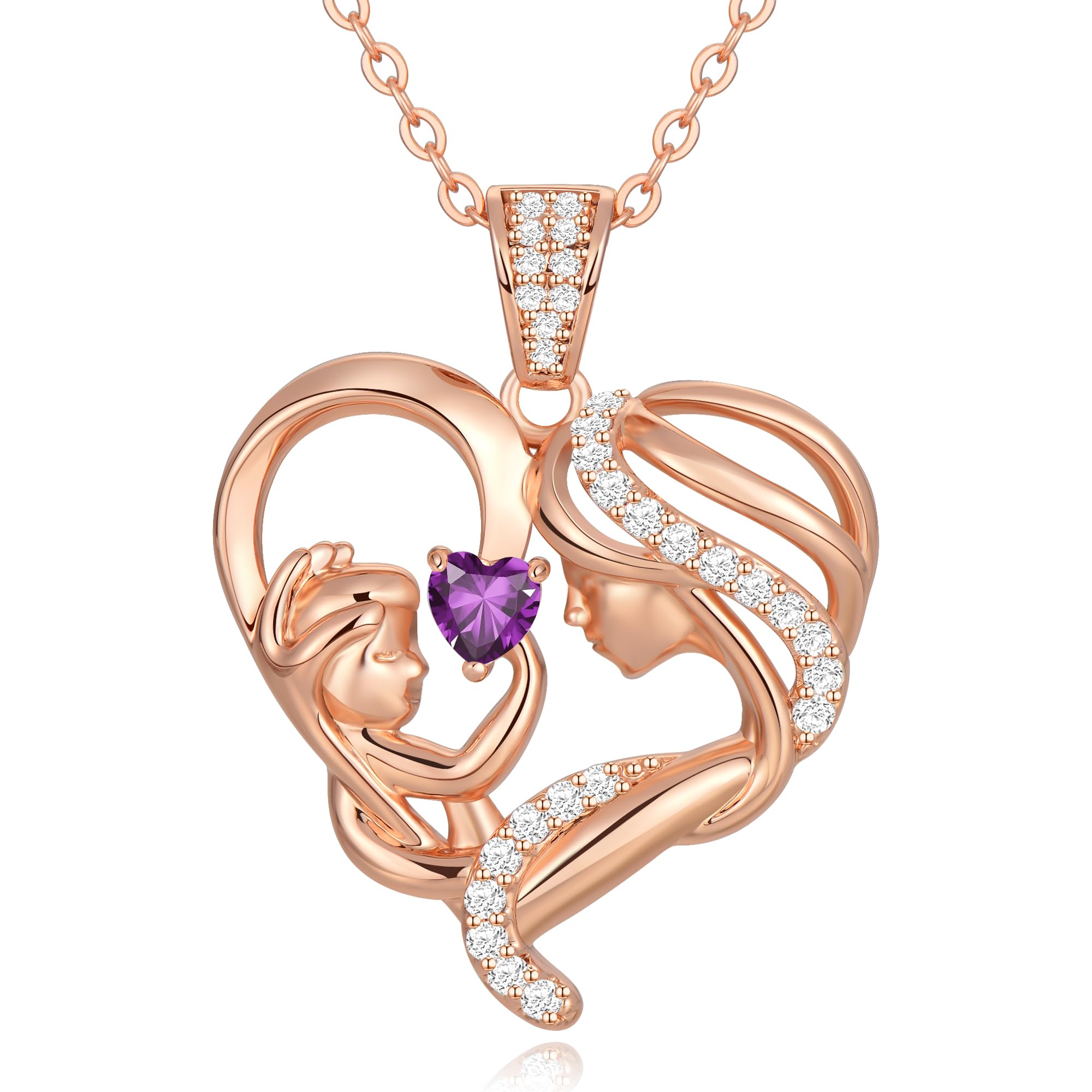 Mothers Day Gifts for Mom Wife Her Grandma, S925 Sterling Silver Birthstone Necklaces Jewelry for Women, Mother's Day Love Heart Pendant Necklace for Anniversary Birthday Christmas Day