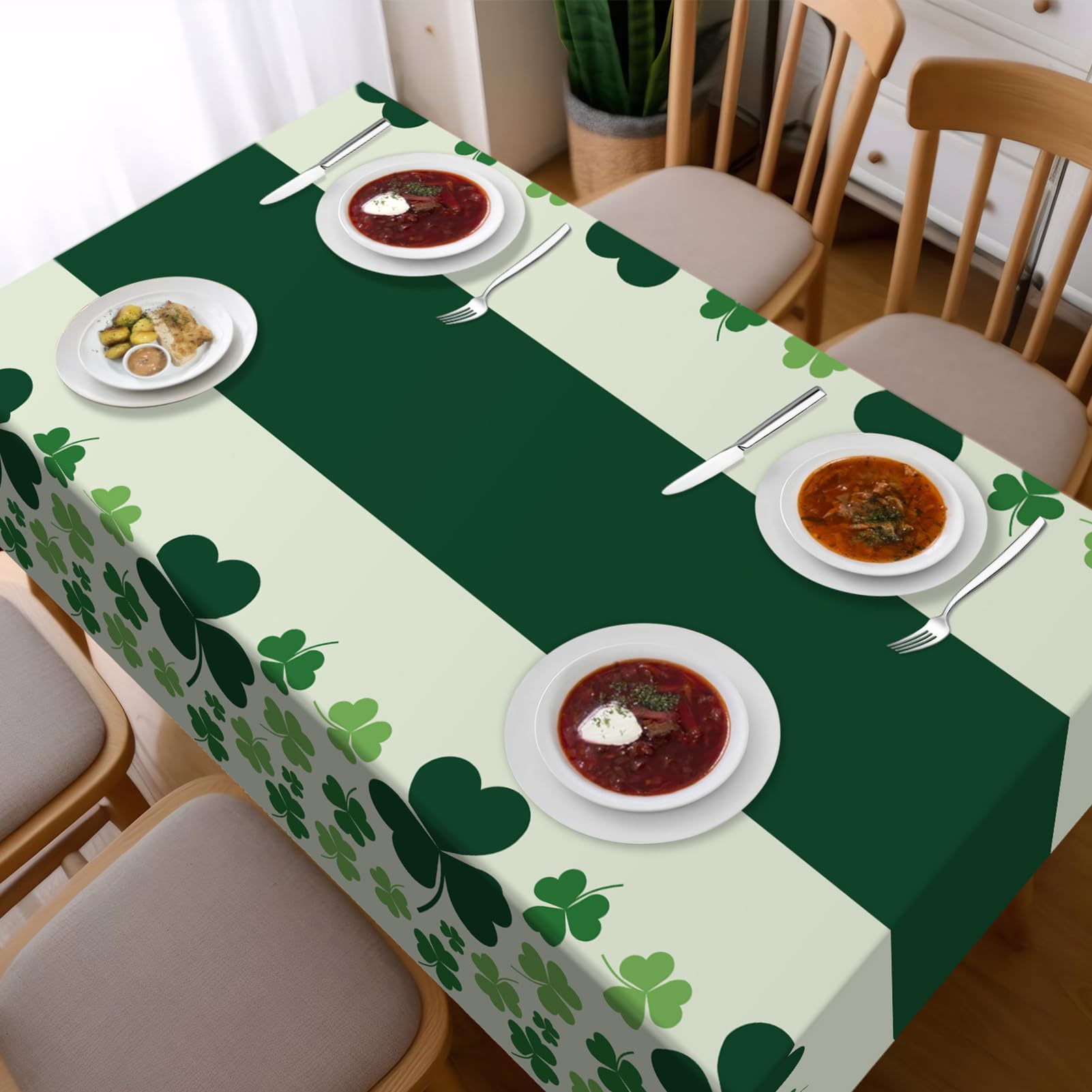 Childom 3 Pack St Patricks Day Decorations,St Patricks Day Table Cloths for Rectangle Tables,54" x 108" Disposable Plastic Tablecloths for St. Patrick's Day,Home,Kitchen,Picnic,Parties,Spring Decors