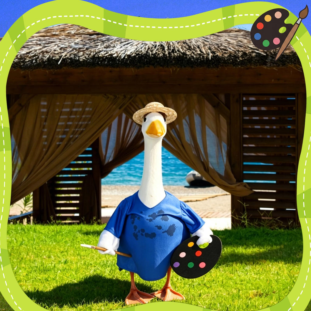 Suzile Fall Maple Porch Goose Outfit Autumn Goose Clothes for 23 Inch Cement or Plastic Geese Costume for Yard Lawn Outdoor Garden Patio Concrete Duck Statue Dress Thanksgiving Party Holiday Decor