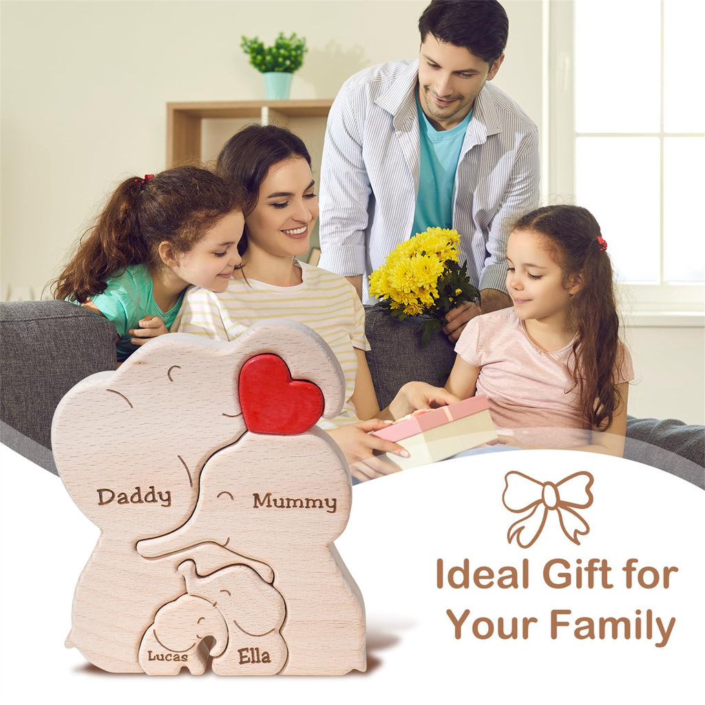 Personalized Family Name Puzzle with 2-8 Names Custom Wooden Bear Puzzle with Names Customized Wooden Puzzle Gifts for Christmas (Bear)