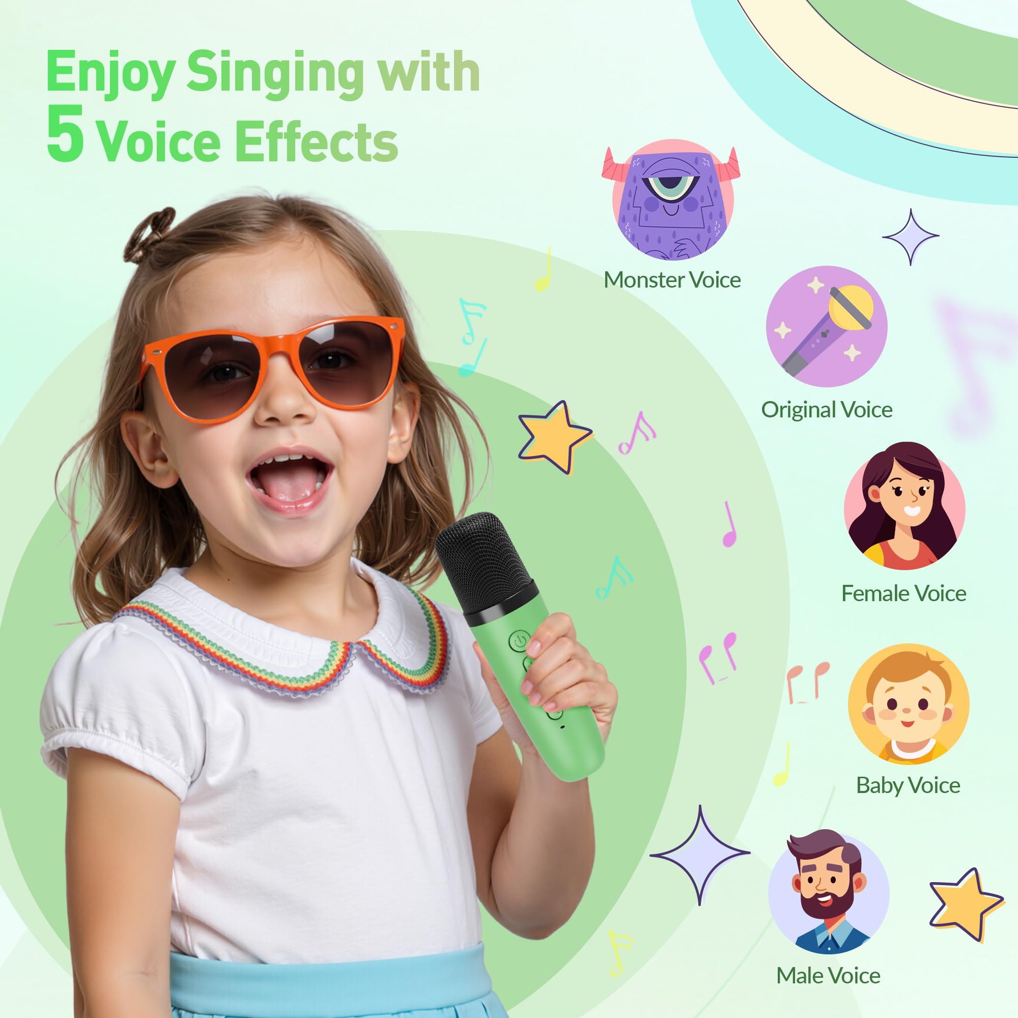 Mini Karaoke Machine, Portable Bluetooth Karaoke Speaker with 2 Wireless Microphones and Party Lights for Kids and Adults, Birthday Gifts for Girls Boys Family Home Party