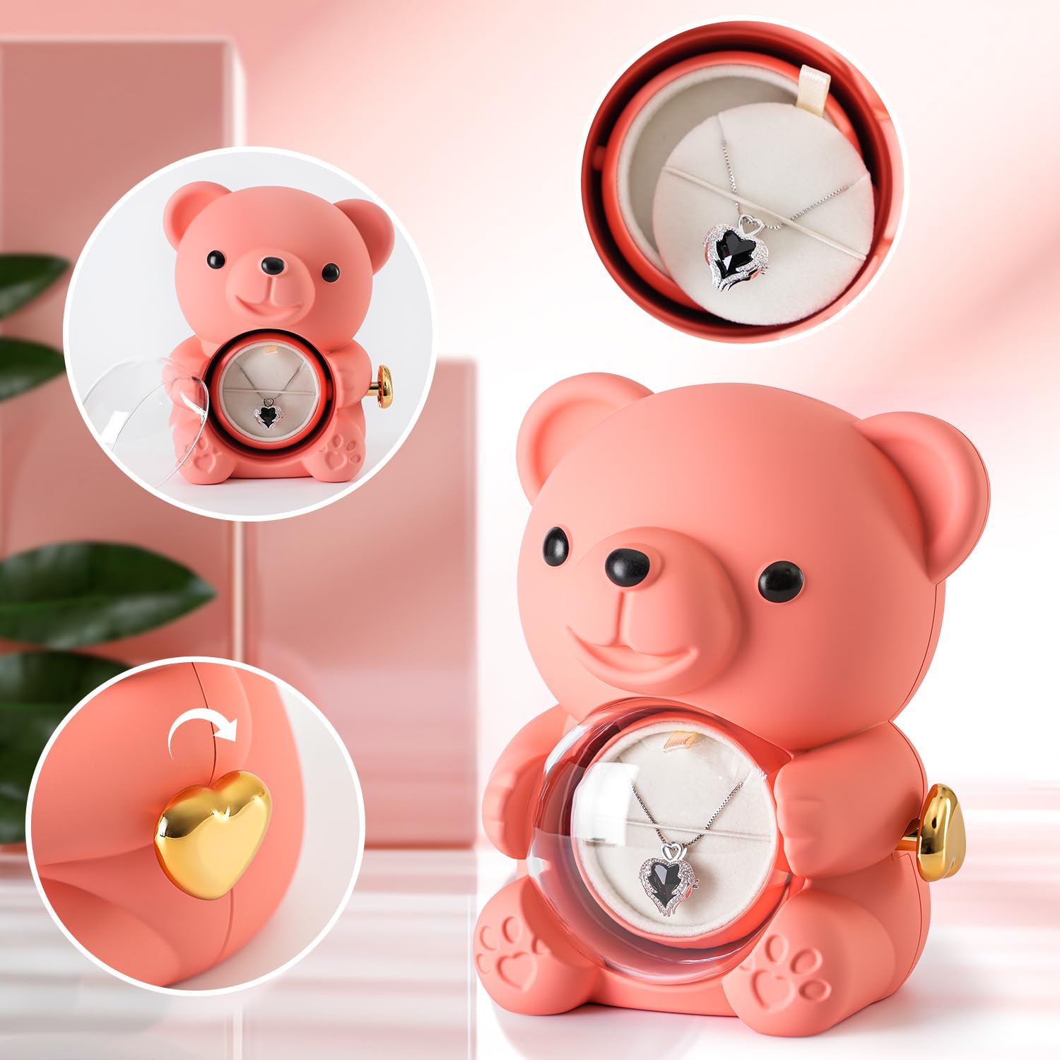 Cute Teddy Bear with Preserved Rose - A Real Rose Flower in Bear with Elegant Gift Box - Romantic Gift for Her in Mother's Day, Weddings, Anniversaries, and Bridal Showers (Red)