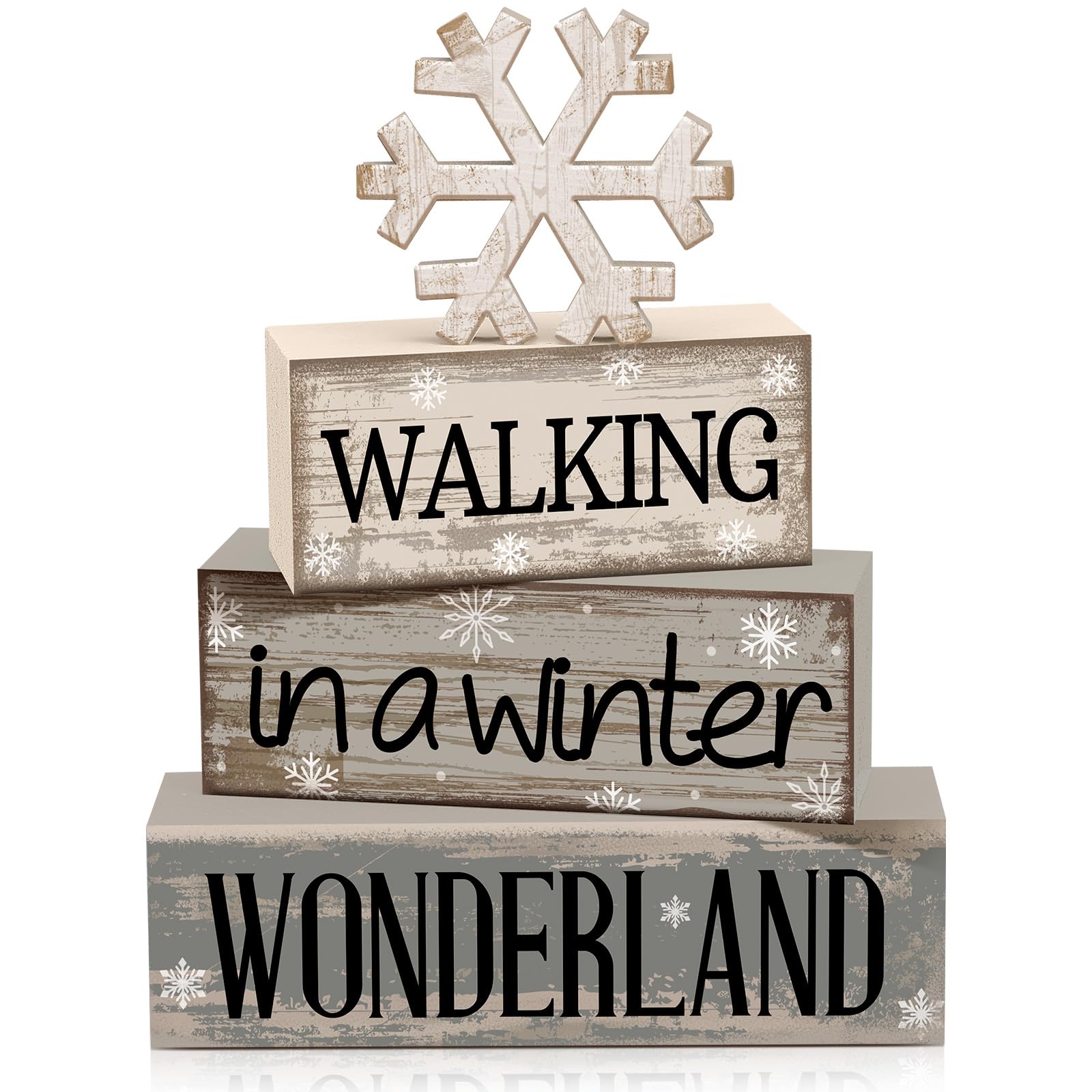 Moucuny 4 Pcs Christmas Table Decor Wooden Hot Cocoa Decoration Christmas Centerpiece Winter Tiered Tray Decor Decorative Red Hot Cocoa Block Signs Gift Farmhouse Xmas Decoration for Home Kitchen