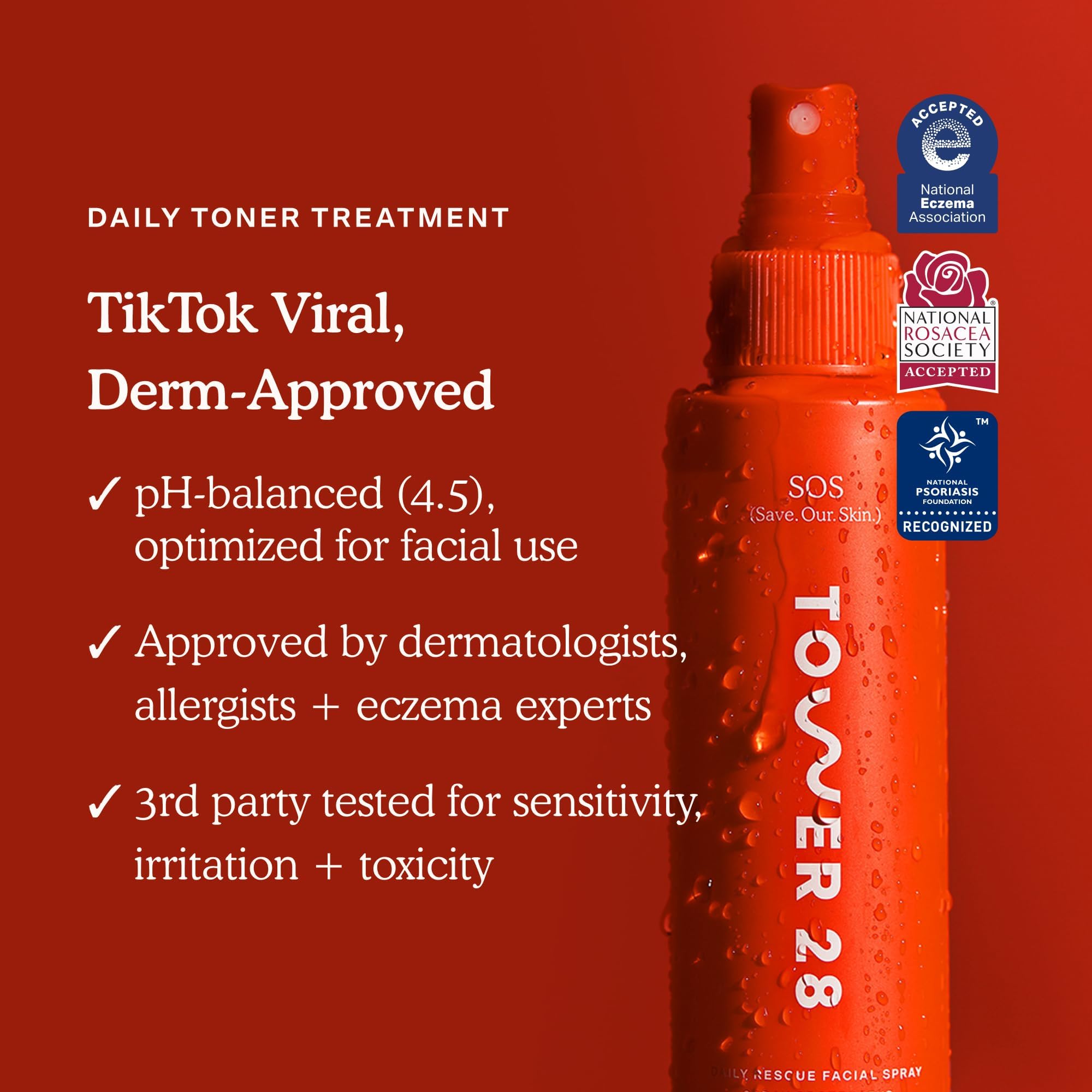 Tower 28 SOS Daily Rescue Facial Spray - Hypochlorous Acid Spray to Help Reduce Redness, Calm Irritation + Alleviate Flare-Ups - Purifying Travel Size Face Toner - Everyday Skin Care Essential (1 oz)