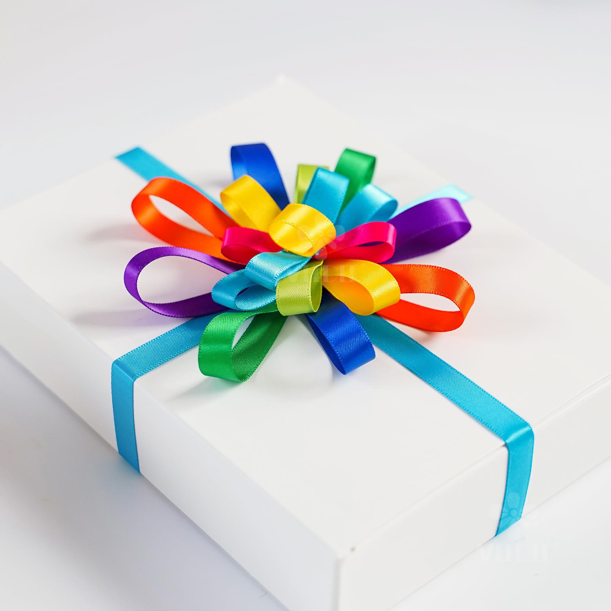 MEEDEE 3/8 Inch Satin Ribbon Set – 10 Rolls Rainbow Double Face Ribbon for Gift Wrapping, 5 Yards Each (Total 50 Yards), Decorative Ribbon for Presents & Party Favors