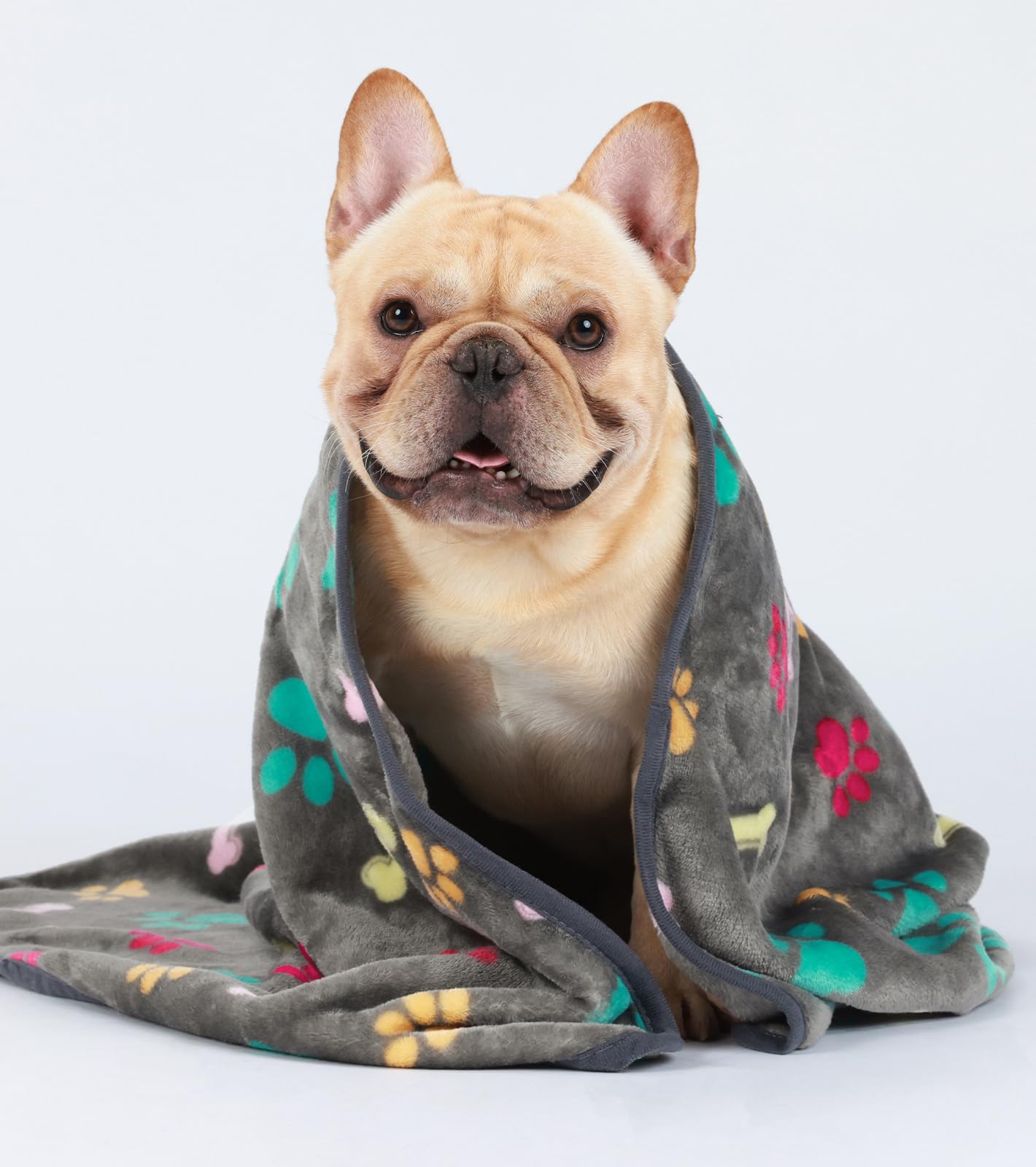 Luciphia 1 Pack 3 Blankets Fluffy Premium Fleece Pet Blanket Flannel Paw Printed Throw for Dog Cat(Small 23x16'', Grey/Brown/Blue)