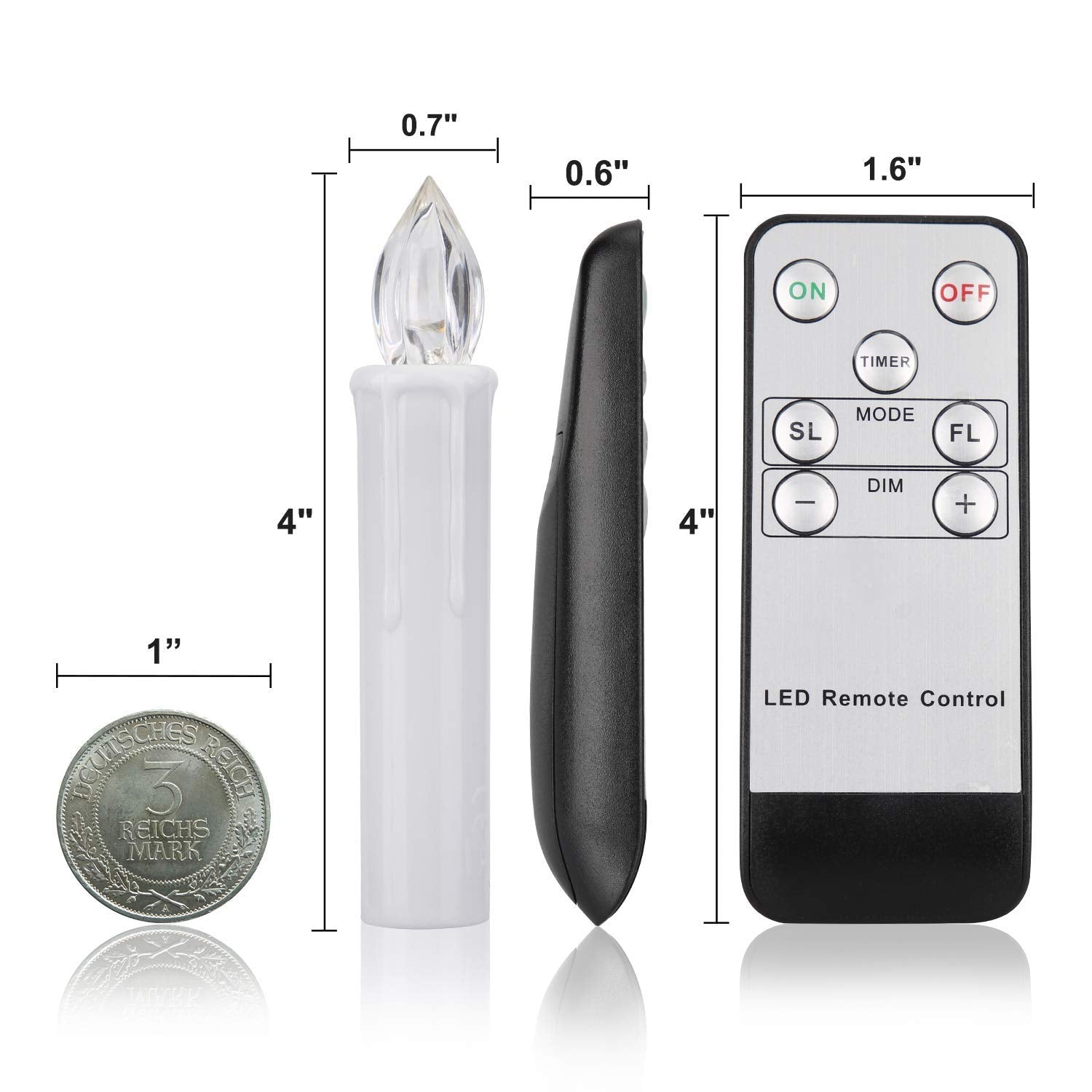 FPOO Christmas Decorations Indoor, 3 PCS Waxy Christmas Tree Candles with Remote Timer, Battery LED Candlesticks for Window, Table Centerpiece, Xmas Decor, Gift (7.5 inches)