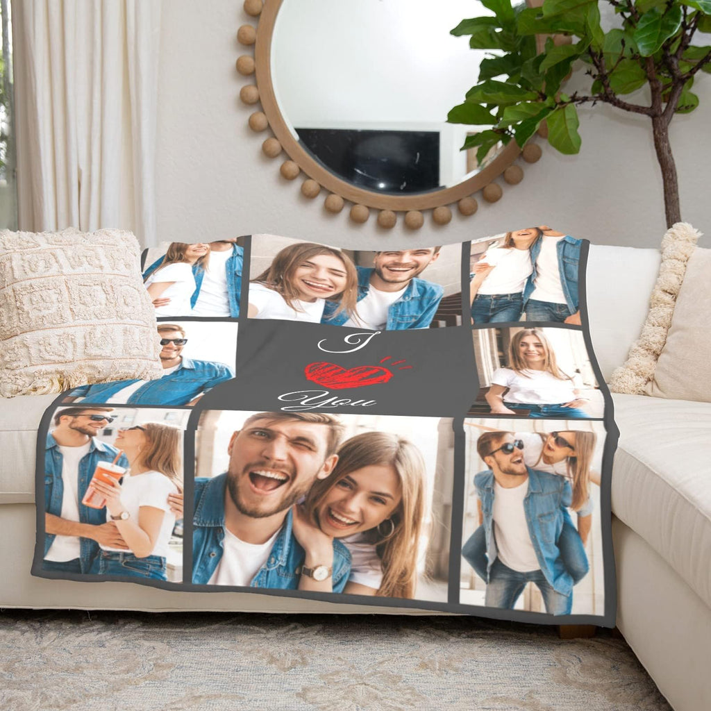 inkArts Custom Blanket Throws with Photos Text Personalized with Picture Customizable, Customize for Mom, Dad, Couple, Girlfriend, Boyfriend, Husband & Wife