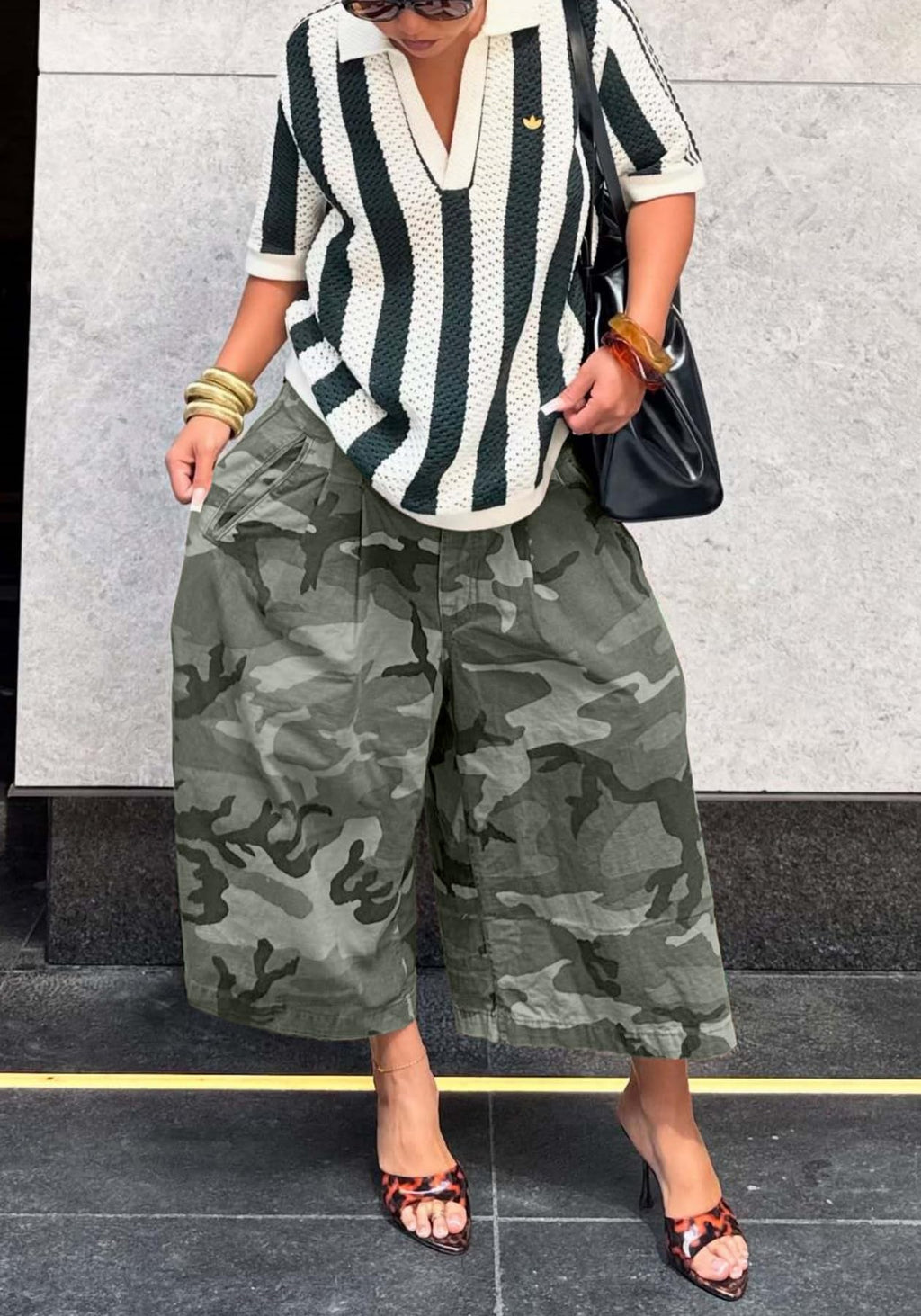 Unybwonn Women Baggy Cargo Jeans Camo Army Fatigue Wide Leg Harem Cropped Denim Pants Plus Size Camouflage Jean Trousers