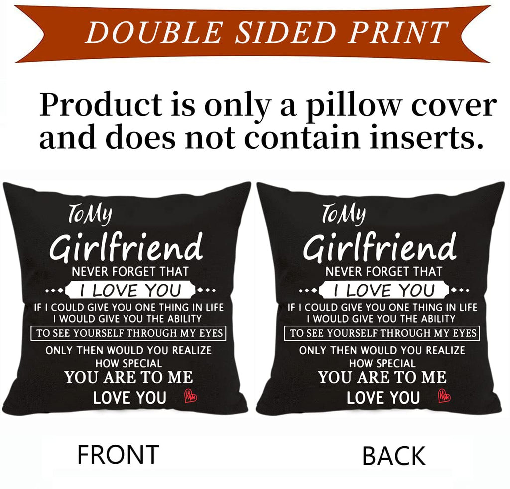 Anrkets Two Sided Printing Lover Pillow Cover I Love You Hug This Pillow Until You Can Hug Me, Valentine's Day Birthday Gifts for Girlfriend Cotton Linen Square Decorative Waist Pillowcase 18"x 18"
