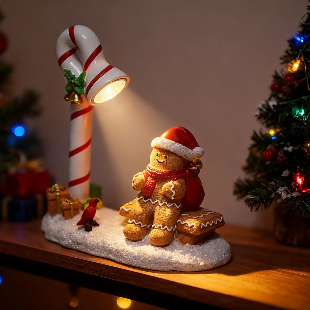 Christmas Gingerbread Man Decorations Indoor Home Decor Christmas Gingerbread Man Figurines Winter for Table Top Centerpiece Fireplace Decor Cute Decoration Gift（GB）
