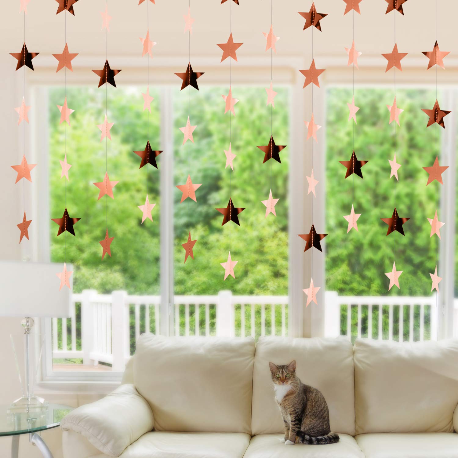 Patelai Glitter Star Garland Banner 2026 Graduation Decor 130 Feet Star Hanging Banner Twinkle Backdrop for Party Birthday Classroom Wedding Supplies(Gold)