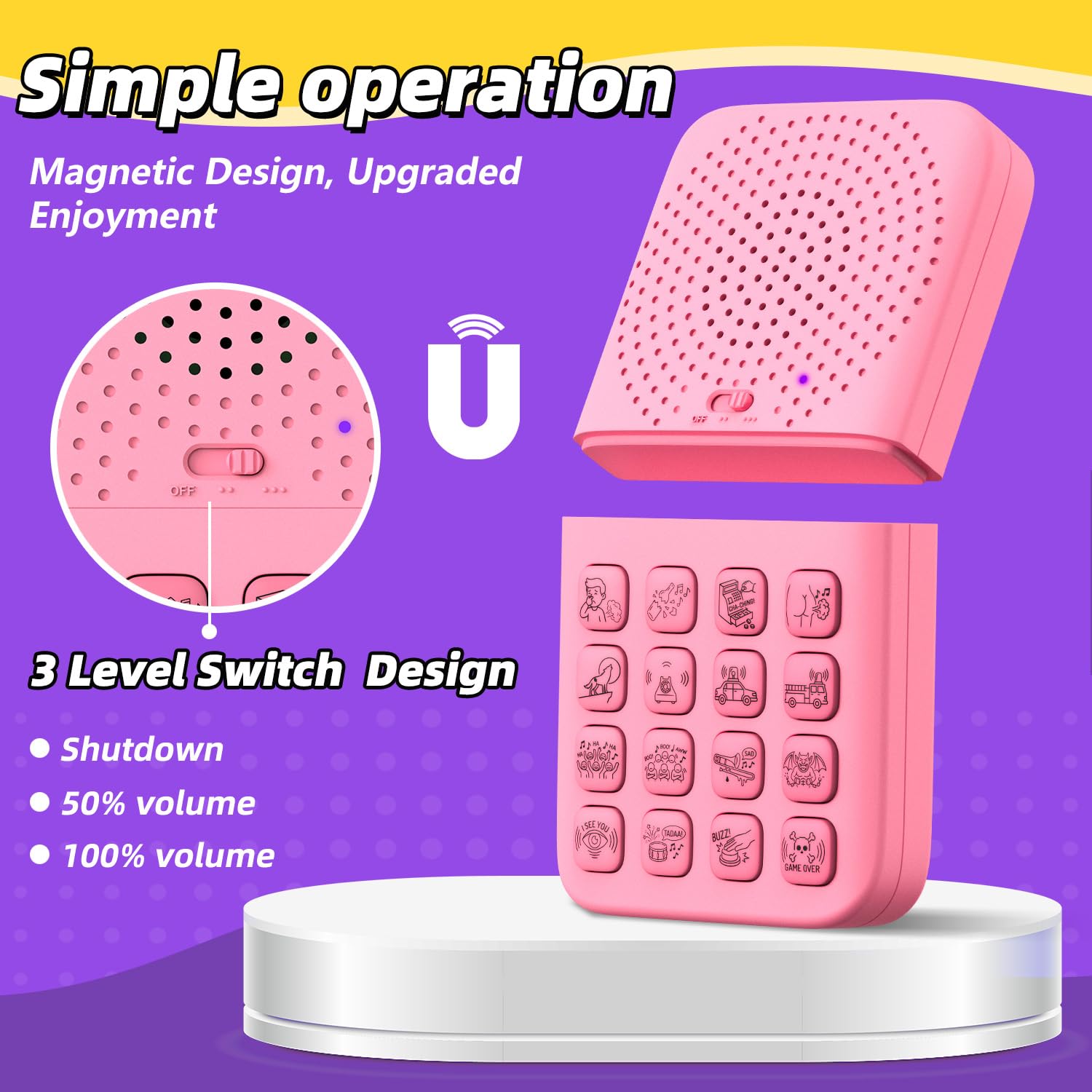 Fikami Rechargeable 2-in-1 Separable Magnetic Sound Effects Machine,16 Sounds,Volume Adjustment,Prank Gifts Toys for Boys,Remote Fart Machine for 6 7 8 9 10 11 12 13 Year Old Boys Toys Gifts
