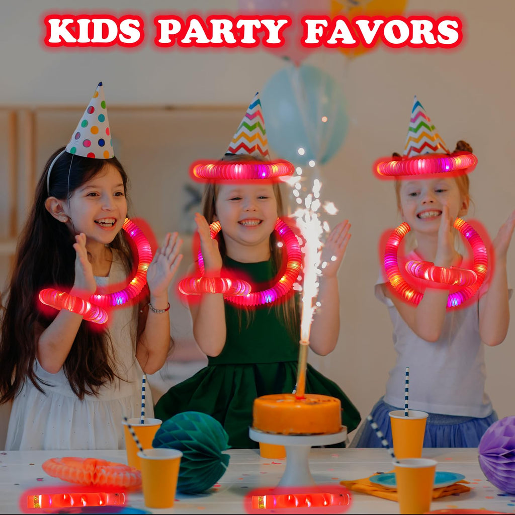 Kannove 12-24 PCS Green Glow Sticks Party Favors Supplies for Kids,4th of July LED Light up Pop Tubes for Toddlers,Neon Necklaces Bracelets Accessories,Glow Birthday Dance Camping Party Decorations