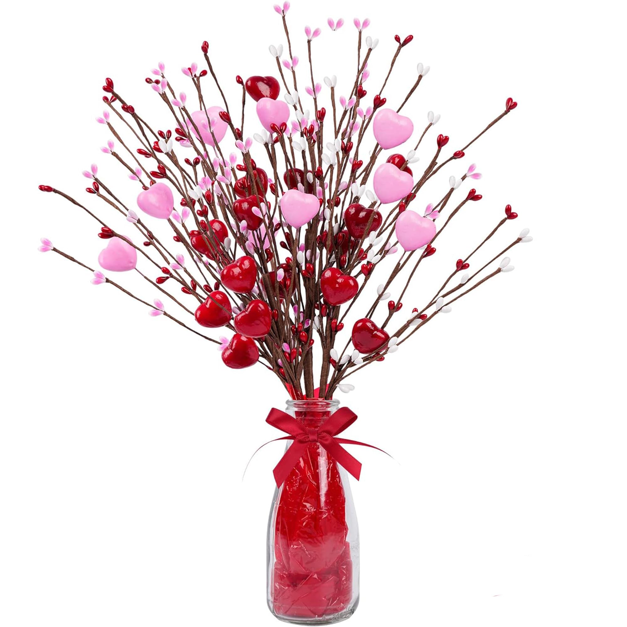 4 Pack Patriotic Artificial Berry Stem Picks White Blue Red Stars for 4th of July Independence Day, Pentagram Faux Berry Branches Decoration for Home Office Restaurant Vase Décor