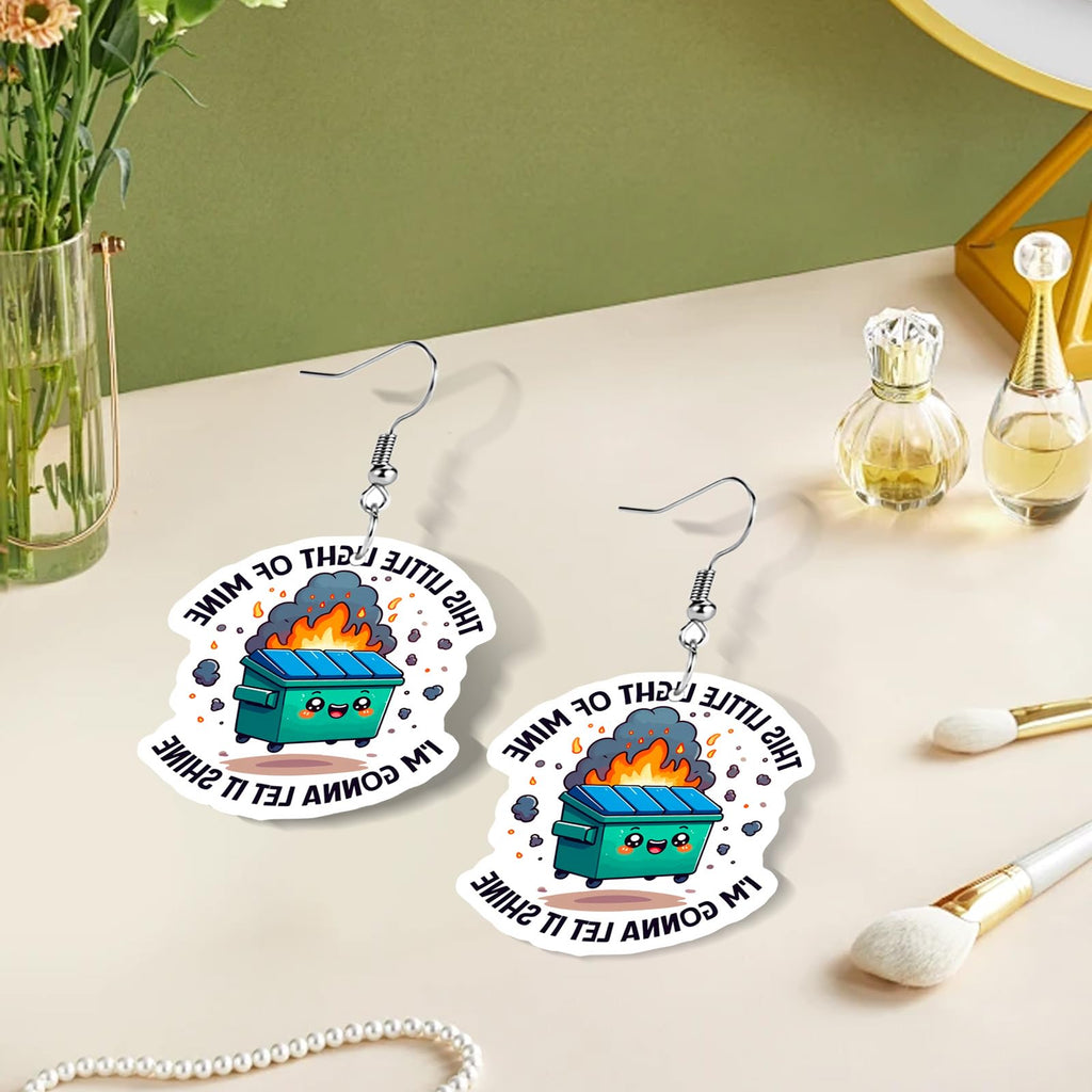 Funny Dog Sunflower Paw Print Earrings for Women - Unique & Quirky Funky Acrylic Dangle Earrings, Cute & Silly Novelty Design, Wacky & Crazy Earrings for Fun Lovers