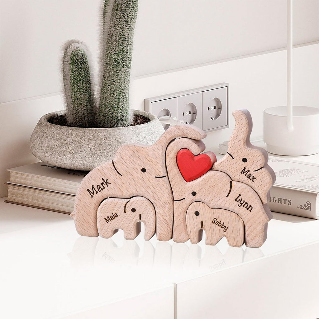 Personalized Family Name Puzzle with 2-8 Names Custom Wooden Bear Puzzle with Names Customized Wooden Puzzle Gifts for Christmas (Bear)