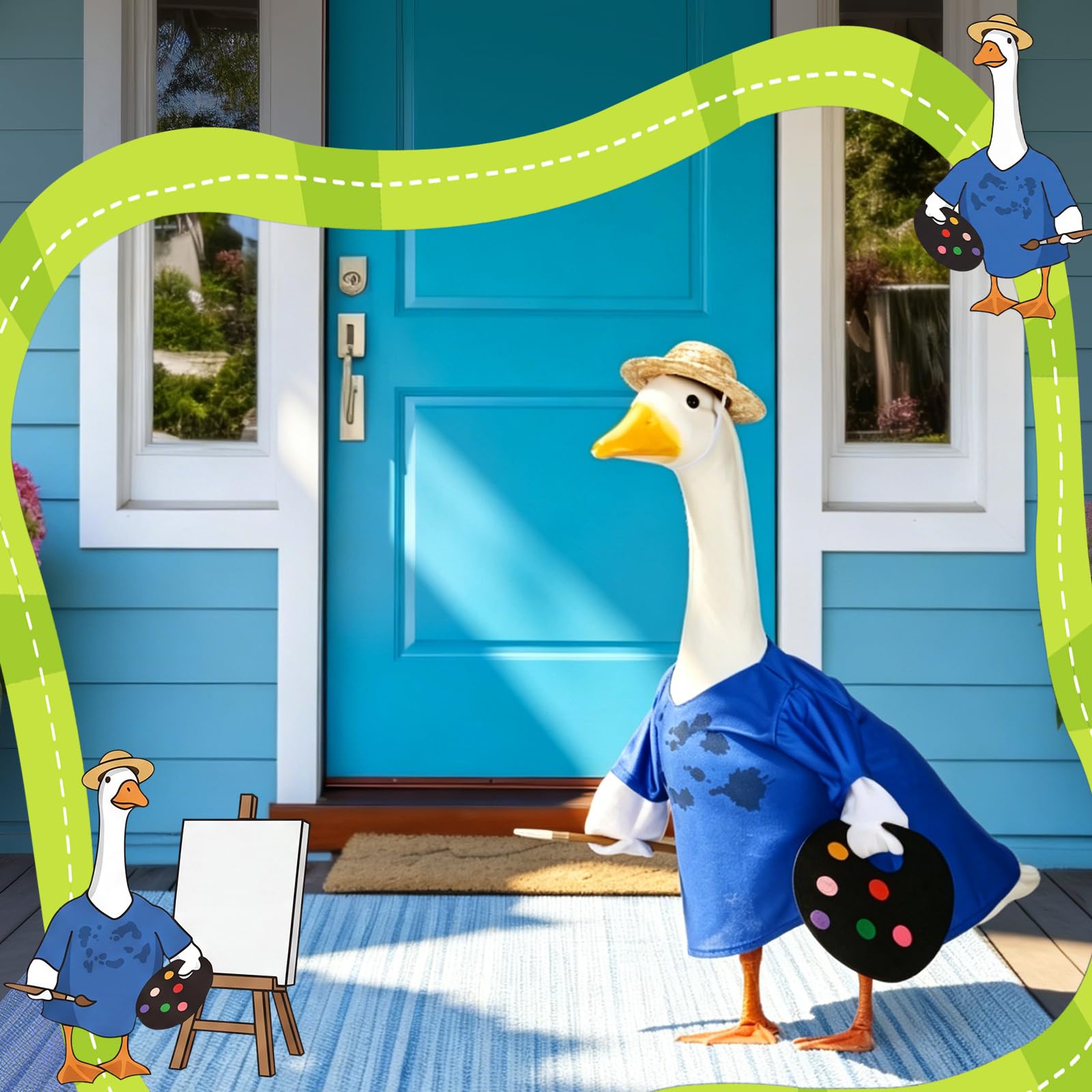 Suzile Fall Maple Porch Goose Outfit Autumn Goose Clothes for 23 Inch Cement or Plastic Geese Costume for Yard Lawn Outdoor Garden Patio Concrete Duck Statue Dress Thanksgiving Party Holiday Decor