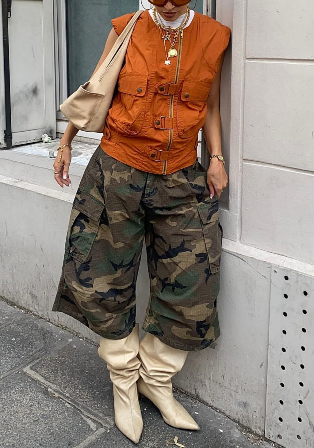 Unybwonn Women Baggy Cargo Jeans Camo Army Fatigue Wide Leg Harem Cropped Denim Pants Plus Size Camouflage Jean Trousers