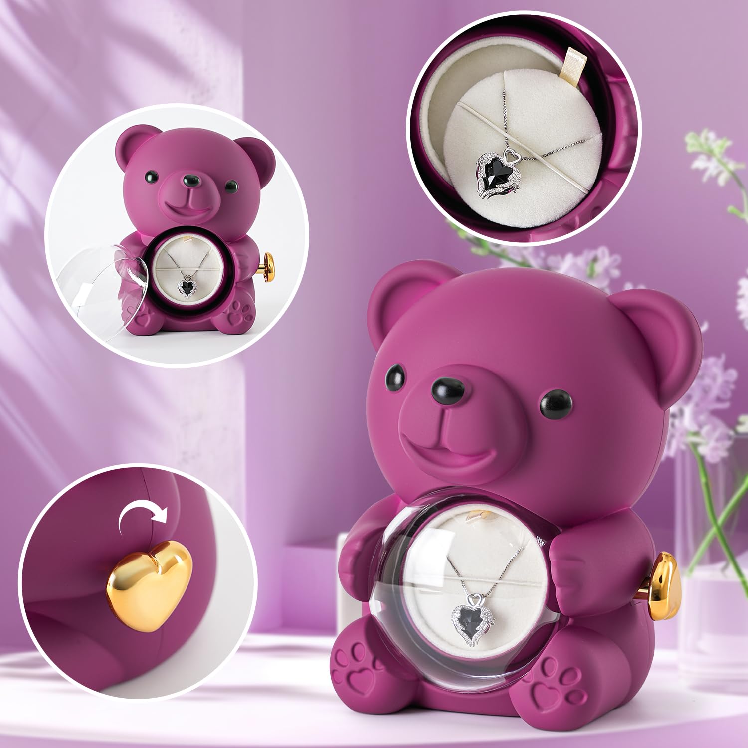 Cute Teddy Bear with Preserved Rose - A Real Rose Flower in Bear with Elegant Gift Box - Romantic Gift for Her in Mother's Day, Weddings, Anniversaries, and Bridal Showers (Red)