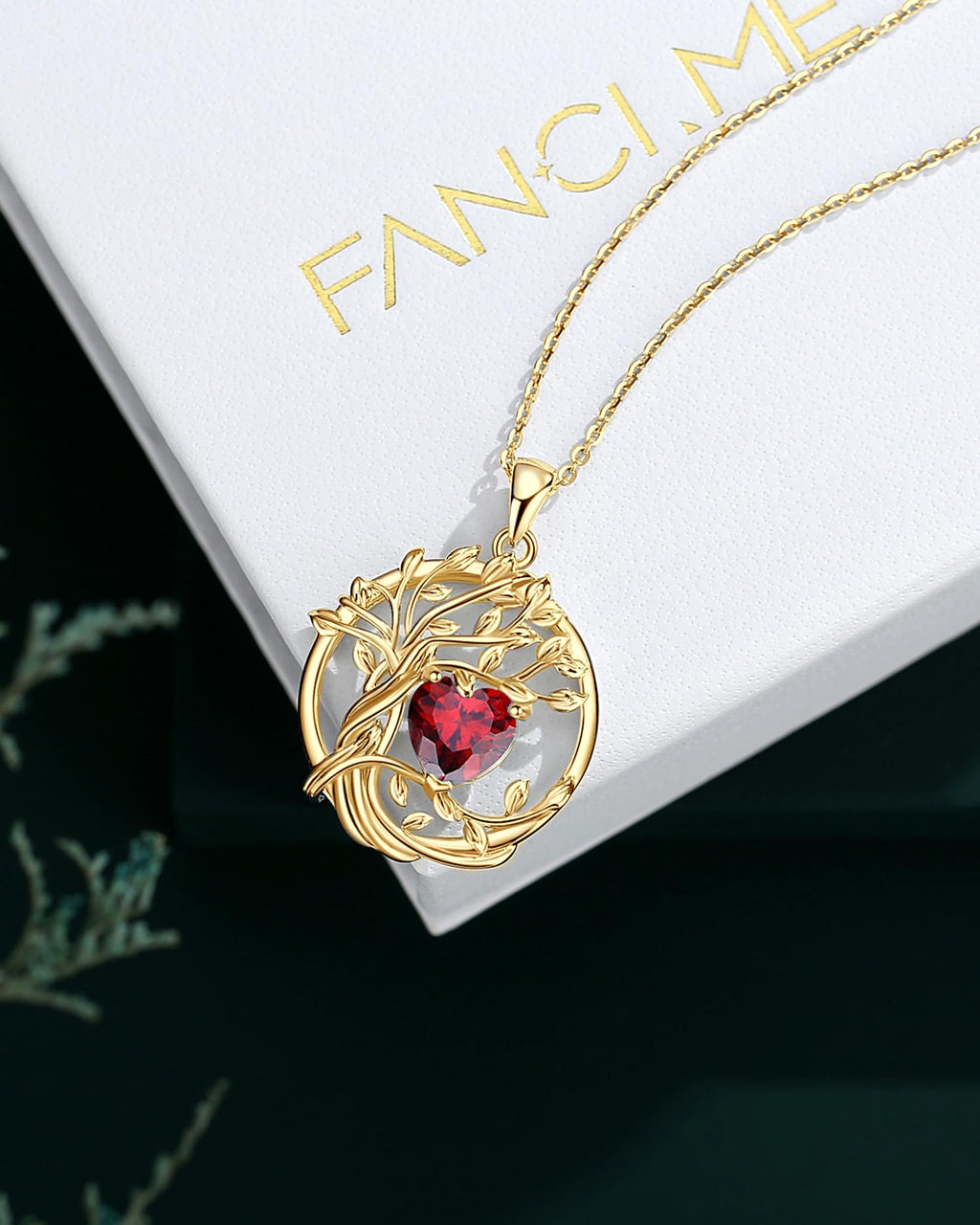 FANCIME Tree of life Birthstone necklace Sterling Silver Pendant Birthstone Necklace Gemstone Anniversary Birthday Jewelry Mothers Day Gifts for Mom Her Wife