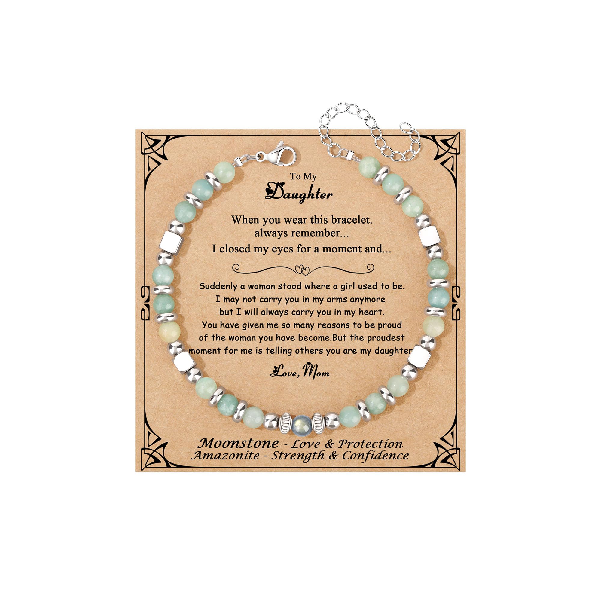 JoycuFF 𝗚𝗶𝗳𝘁𝘀 𝗳𝗼𝗿 𝗪𝗼𝗺𝗲𝗻 𝗠𝗼𝗼𝗻𝘀𝘁𝗼𝗻𝗲 𝗕𝗿𝗮𝗰𝗲𝗹𝗲𝘁 Amazonite Colorful Imperial Jasper Stainless Steel Beads Bracelets, Graduation Christmas Valentines Mothers Day Birthday Gifts