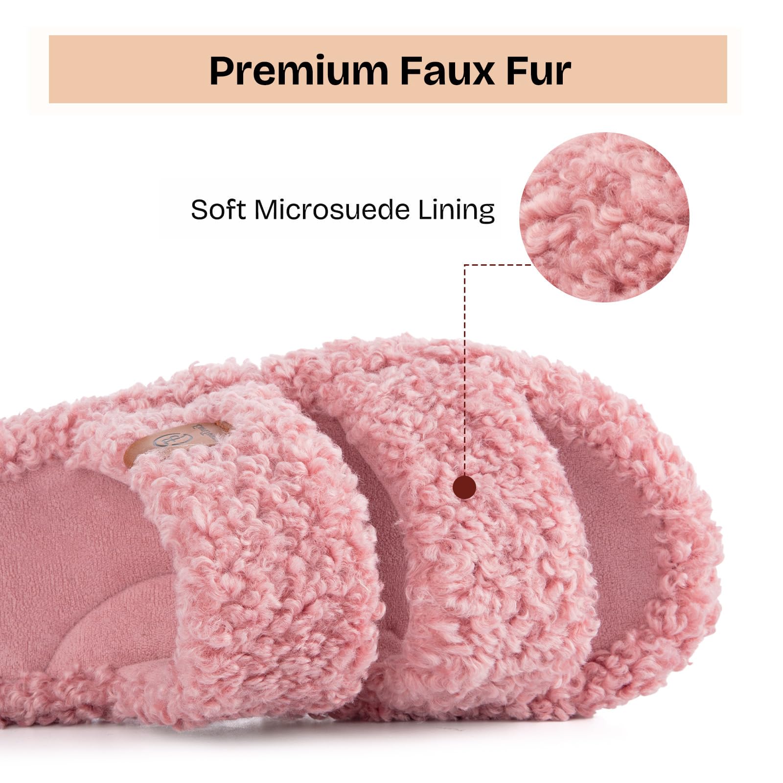 EverFoams Womens Fuzzy Open-toe Slippers Soft Comfy Memory Foam Indoor House Shoes