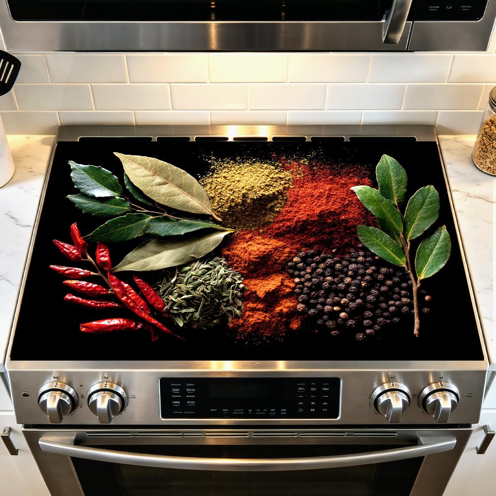 Stove Mat 28.35 x 20.47 Inch Christmas Fireplace and Tree Design Cozy Living Room Holiday Scene Decorative Kitchen Countertop Cover Reusable Flexible Mat for Gas Range Electric Stove Home Winter Décor