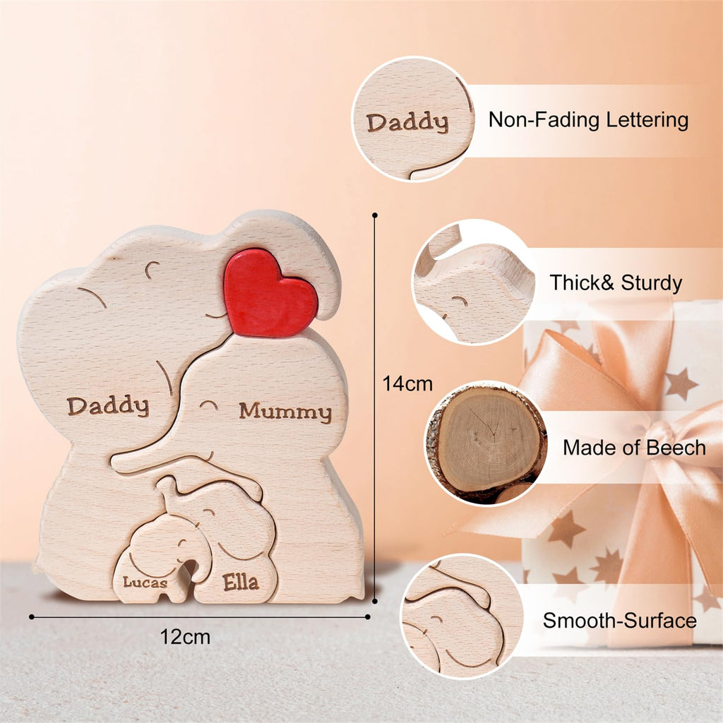 Personalized Family Name Puzzle with 2-8 Names Custom Wooden Bear Puzzle with Names Customized Wooden Puzzle Gifts for Christmas (Bear)