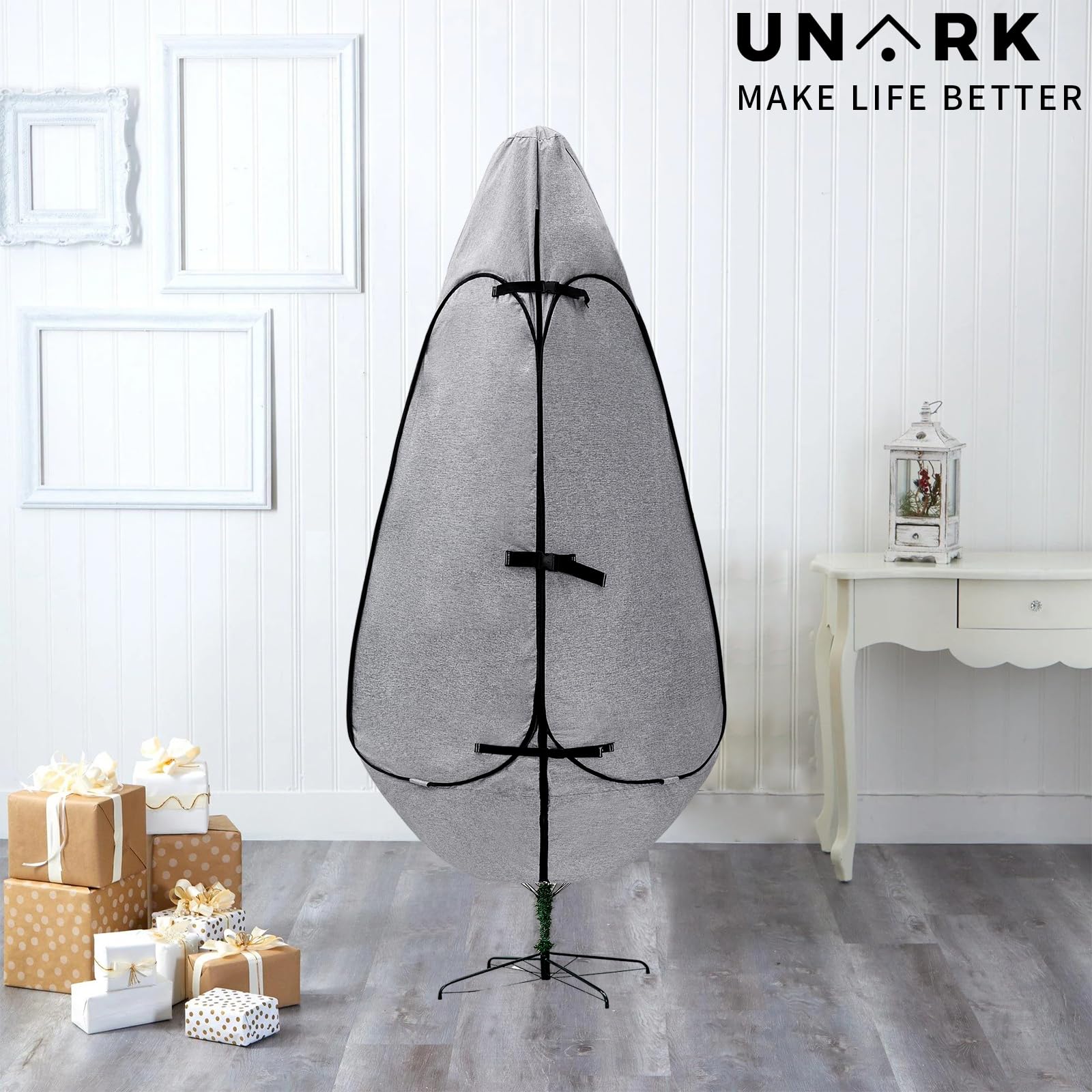 Upright Christmas Tree Storage Bag 7.5 Ft, Artificial Christmas Tree Storage Bag 6.5ft, Christmas Tree Cover for Upright Storage Fit 6 Ft / 6.5 Ft / 7 Ft / 7.5 Gray