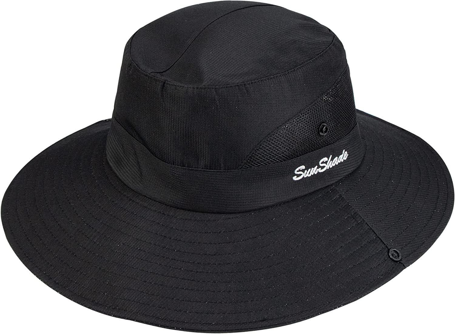 Womens Summer Sun Hat Beach Hat Wide Brim Outdoor UV Protection Hat Packable Mesh Bucket Hat with Ponytail Hole