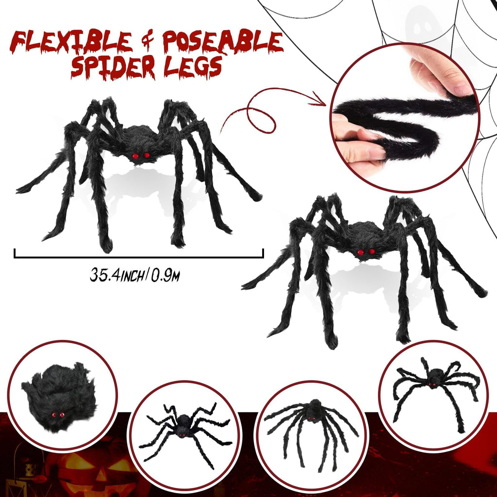 Giant Spider 6.6 Ft, 78" Halloween Decorations Fake Halloween Decor Spiders Large, Furry Spiders for Outdoor Indoor Yard Home Costumes Party House Décor, 1 Pack