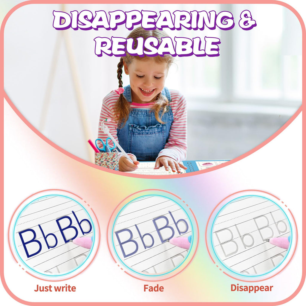 Magic Practice Copybook, Reusable Writing Practice Book, for Preschool Kids Age 3-8 Calligraphy 9.44in×6.29in(5 Books with Pens)