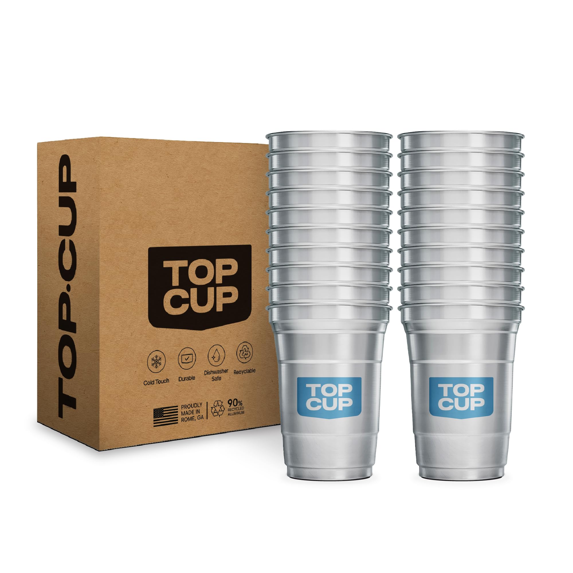 Top Cup America's 250th Birthday 20 oz Reusable Aluminum Party Cups 20 Count | Durable, Reusable & Recyclable, Made in USA