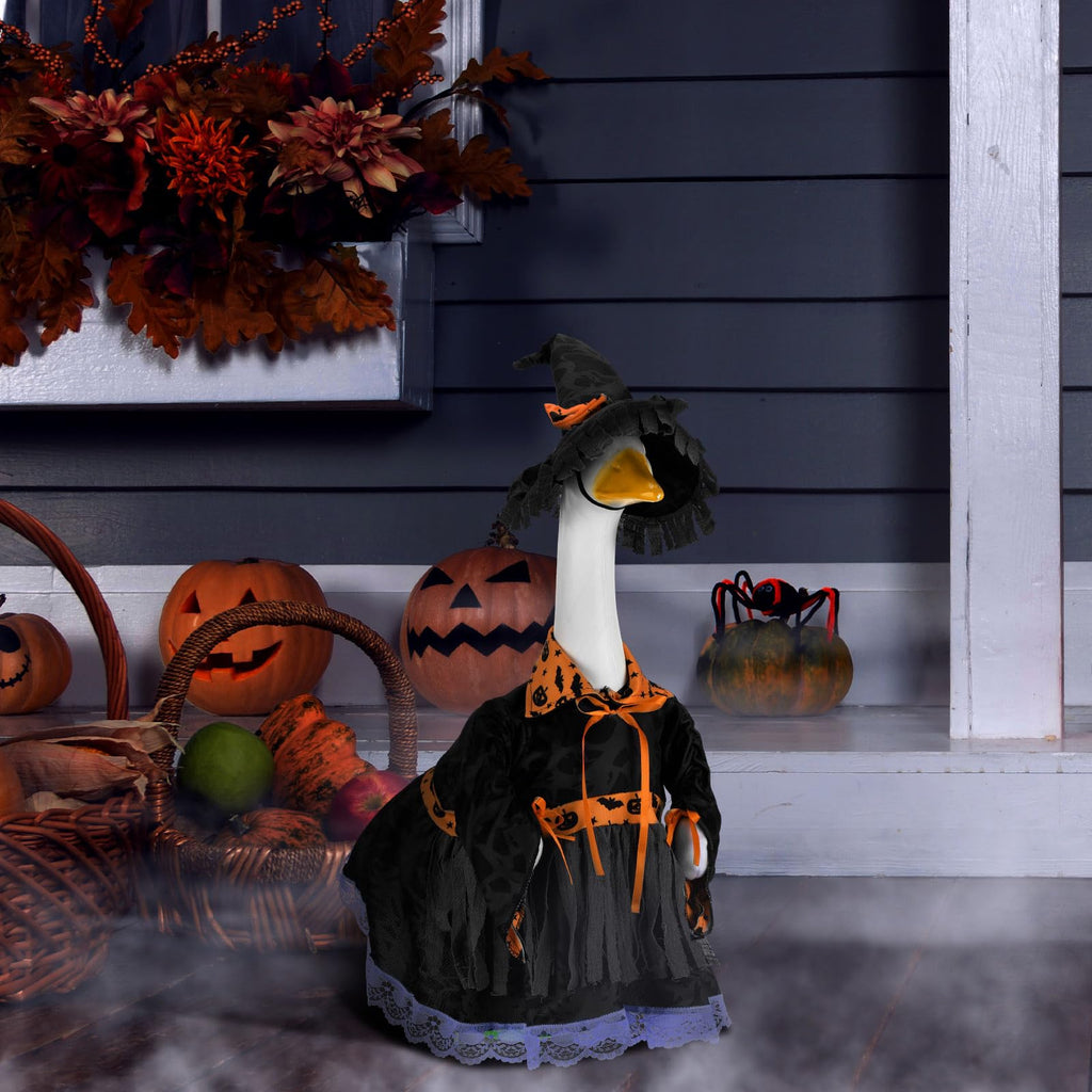 Suzile Fall Maple Porch Goose Outfit Autumn Goose Clothes for 23 Inch Cement or Plastic Geese Costume for Yard Lawn Outdoor Garden Patio Concrete Duck Statue Dress Thanksgiving Party Holiday Decor