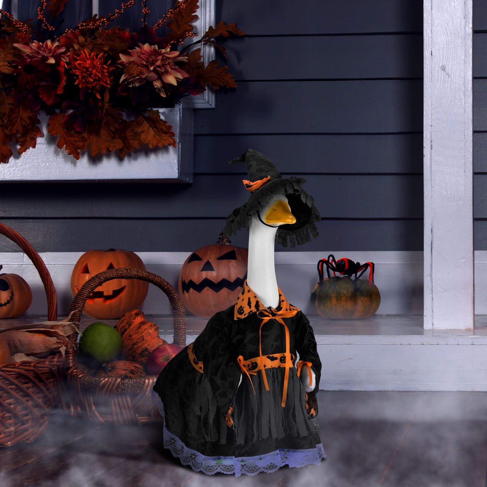 Suzile Fall Maple Porch Goose Outfit Autumn Goose Clothes for 23 Inch Cement or Plastic Geese Costume for Yard Lawn Outdoor Garden Patio Concrete Duck Statue Dress Thanksgiving Party Holiday Decor