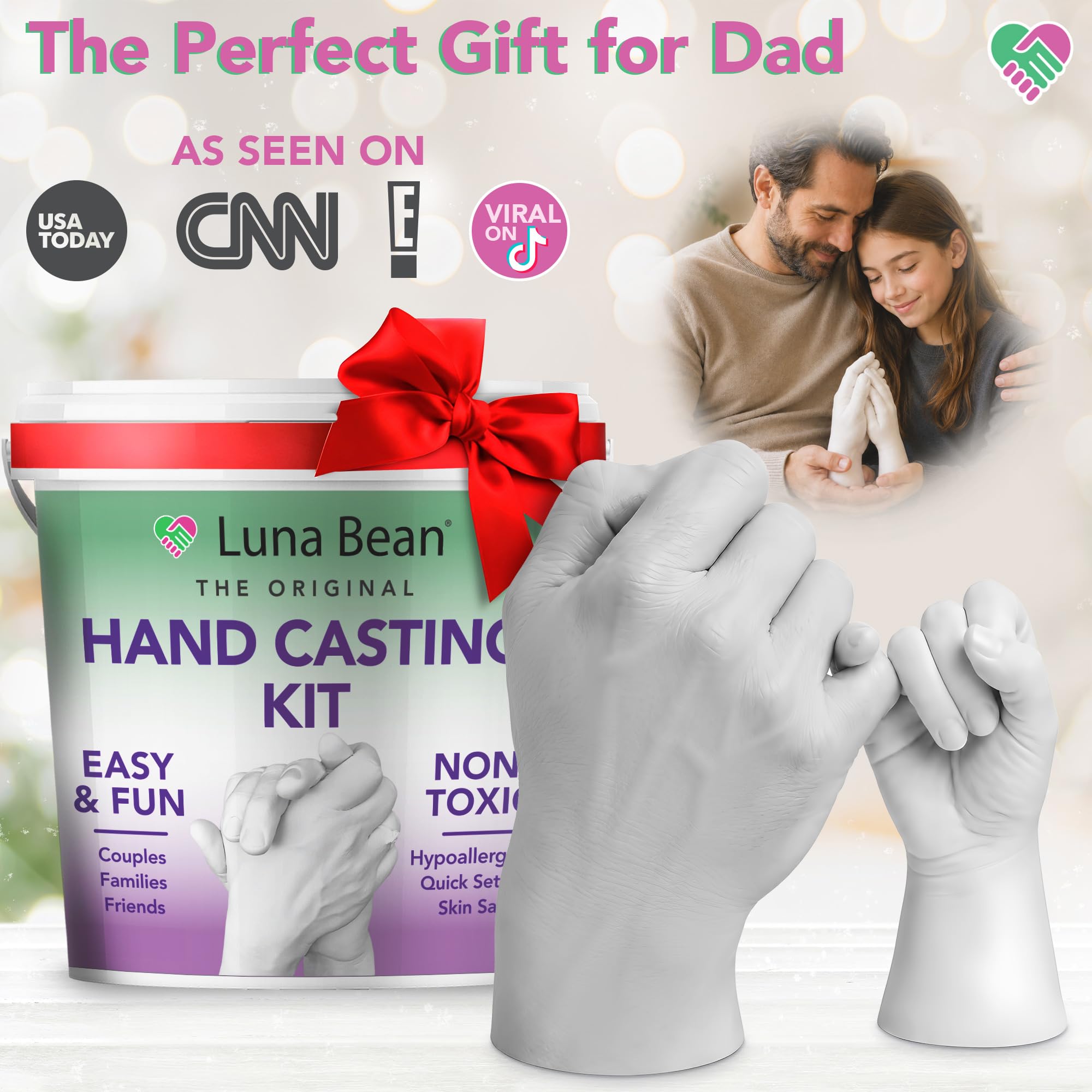 Luna Bean Hand Casting Kit – The Original Hand Mold Kit for Couples – Fathers Day Gift for Dad - Anniversary Engagement Birthday Gifts for Women Men Mom Wife Boyfriend Girlfriend Wedding Bridal Shower