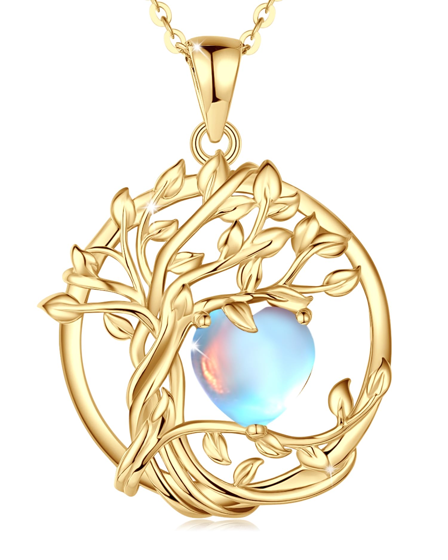 FANCIME Tree of life Birthstone necklace Sterling Silver Pendant Birthstone Necklace Gemstone Anniversary Birthday Jewelry Mothers Day Gifts for Mom Her Wife