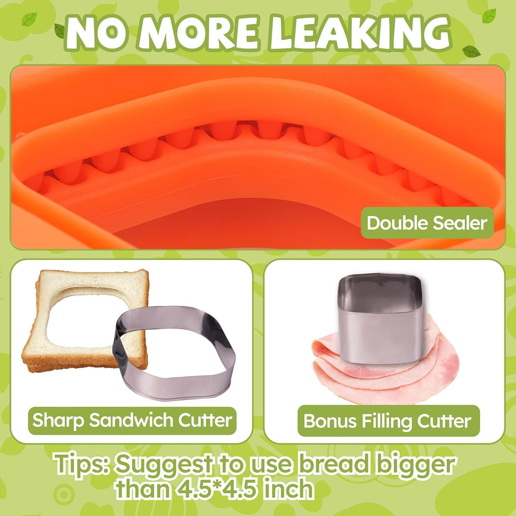 Uncrustable Sandwich Maker, Circle Shape 3.7 Inch Sandwich Cutter and Sealer for Kids Breakfast and Lunchboxes, Green