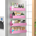 HuggieGems Metal 4 Pack Magnetic Spice Storage Rack Organizer for Refrigerator and Oven, Black Fridge Organizers and Storage, Metal