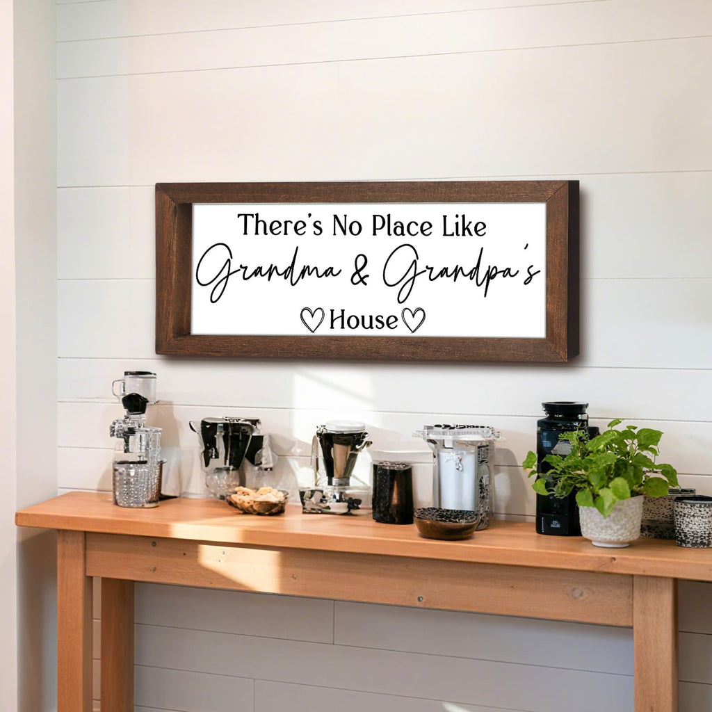 Yousoontic Grandparents Gift from Grandkids There's No Place Like Grandma & Grandpa's House Wooden Sign Farmhouse Home Decor for Birthday Christmas Thanksgiving Gift(Dark Brown,11.8 Inch)
