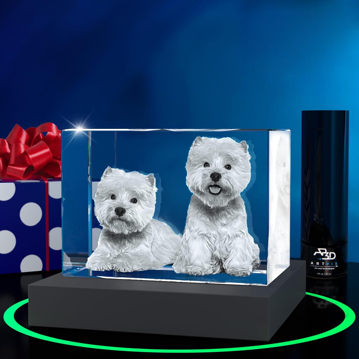 ArtPix 3D Crystal Photo, Personalized Dog Memorial Gifts with Your Own Photo for Dog Lovers, Pet Owners, 3D Laser Etched Picture, Engraved Crystal in Memory of Dog, Customized Gifts